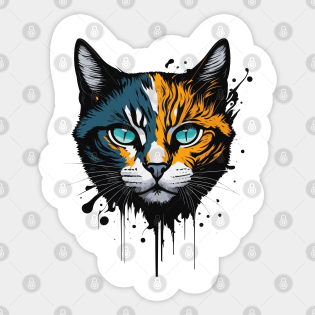 Cool Cat Graphic Illustration Design Sticker by TheFunscape.ai